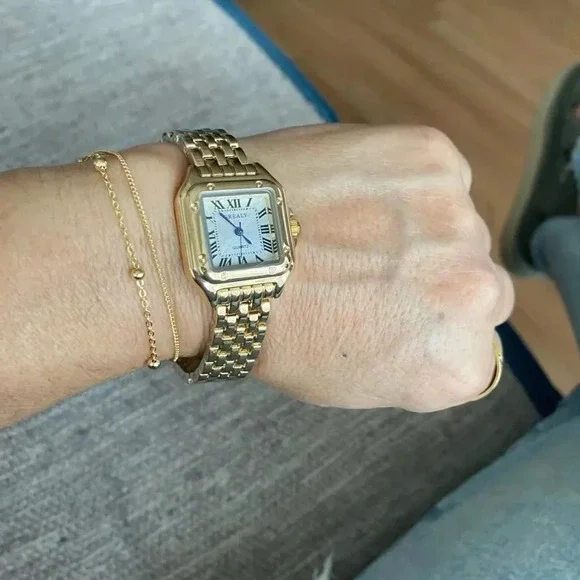 Panthere Classic Rectangle Gold Stainless Steel Watch